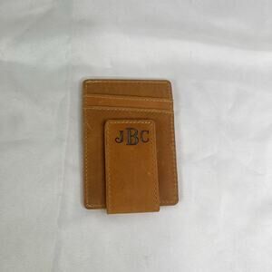 Left Coast mens wallet JBC initials camel color leather, classic, versatile
